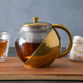 Fuso Gold Finish Glass 600 ml Teapot With Infuser