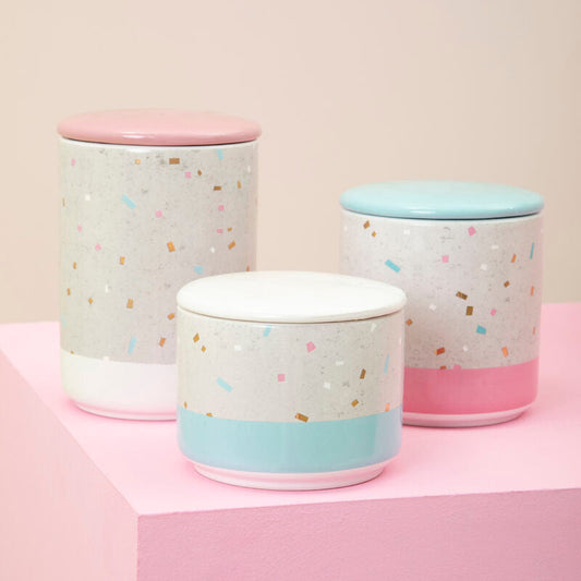 Lozica Small Fine Earthenware Grey Blue Storage Canister