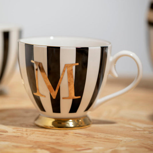 Duchess Black and White Monogram Mug, M