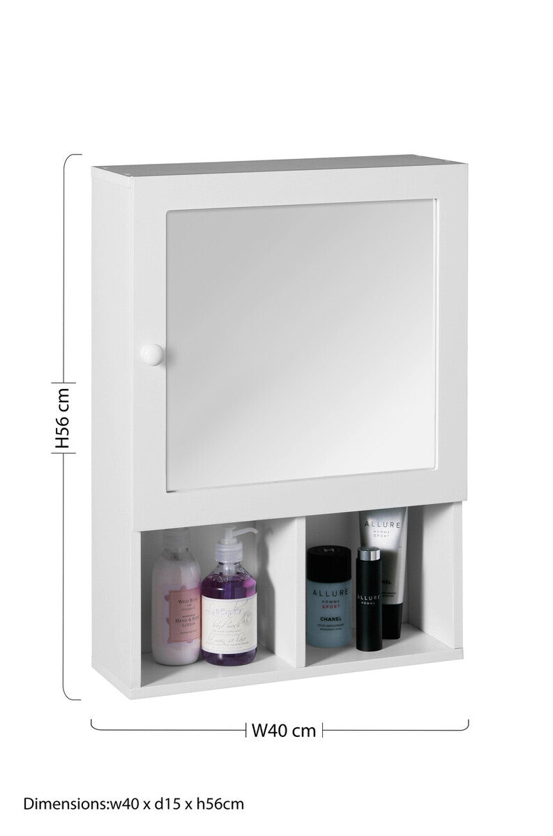 Port White Wood Mirrored Cabinet