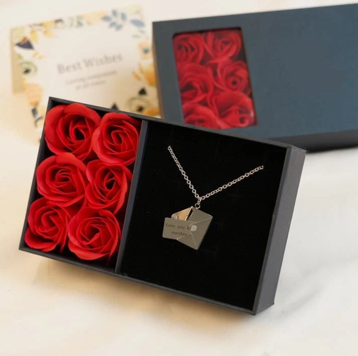 Valentine's Day Gift Envelope Engraved Necklace