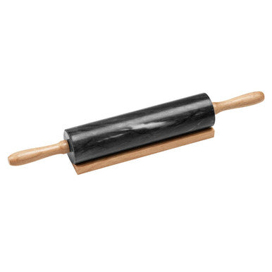 Black Marble Rolling Pin with Wooden Handles | Marmore