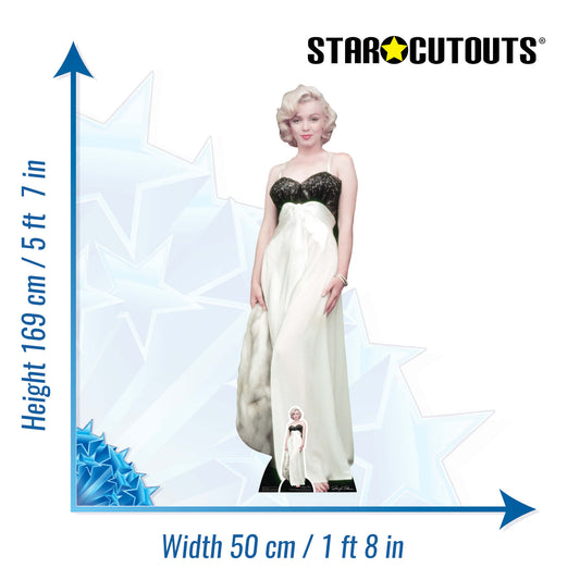 Marilyn Monroe White Gown and Fur Cardboard Cut Out Height 169cm