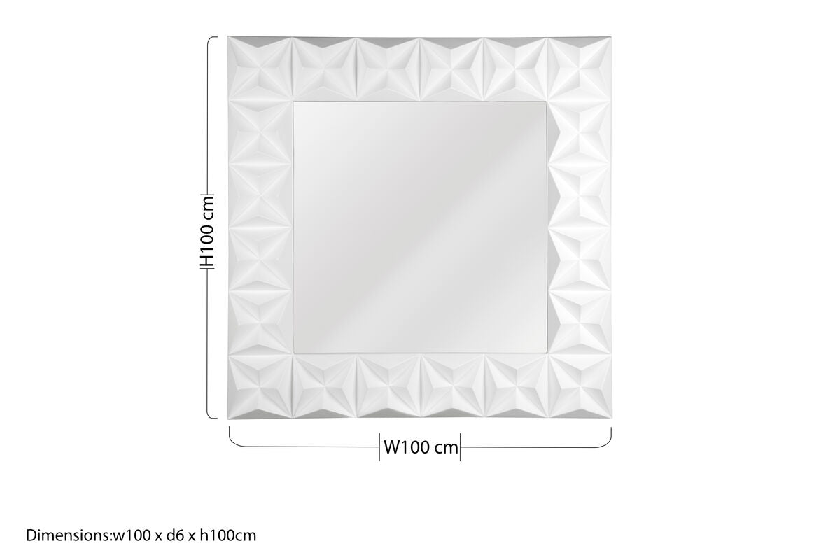 Stockholm 3D Effect Wall Mirror With White High Gloss Finish