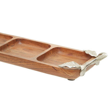 Vine Acacia Wood 3 Section Serving Dish