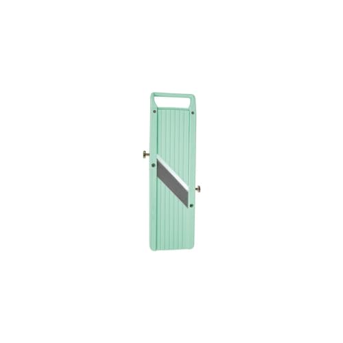 Vogue Kitchen Mandoline, Sage - D445, 3 Interchangeable Blades, Safety Guard, ABS Plastic, 0.68lbs, 9.0x30.5x2.5cm