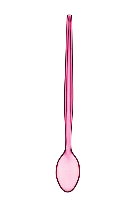 Set of Six Pink Plastic Sundae Spoons | Summer