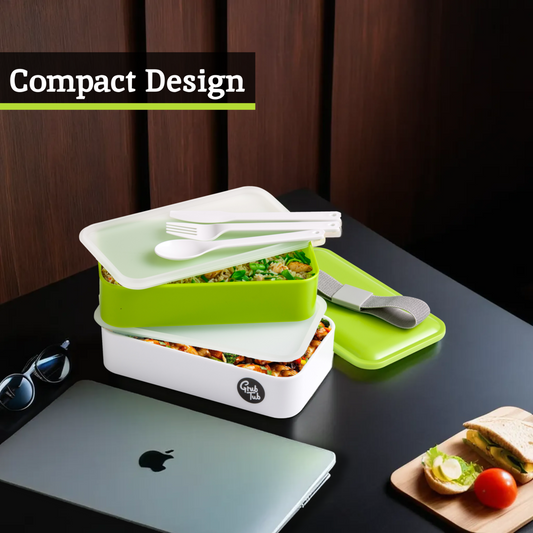 Grub Tub Green and White Stackable Lunch Box