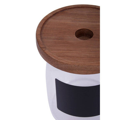 Tromso Glass Storage Jar with Acacia Lid and Chalkboard 750 ml