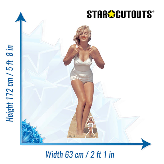 Marilyn Monroe White Swim Suit Cardboard Cut Out Height 172cm