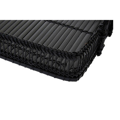 Ezell Black Rattan And Bamboo Rectangular Tray