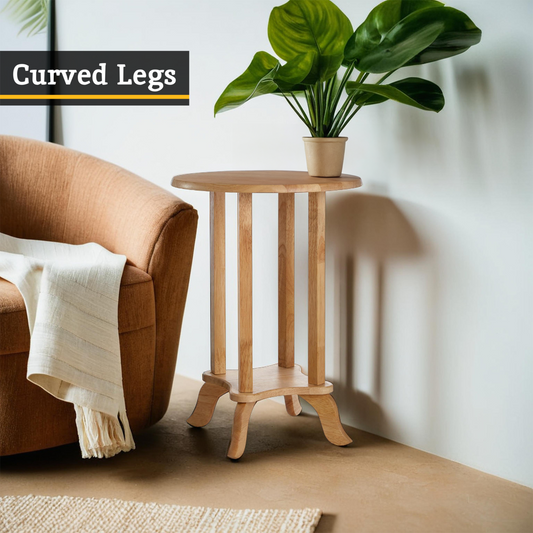 Heva Round Tropical Hevea Wood Side Table