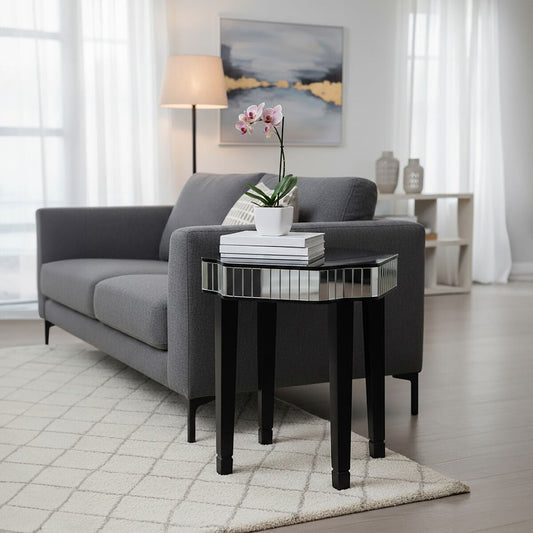 Clavier Black and Mirror Side Table