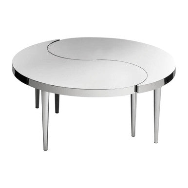 Silver Yin-Yang Stainless Steel Coffee Table with Floor Protecting Feet | Lure