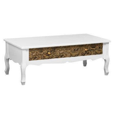 White Rectangular Coffee Table with Two Storage Drawers | Bali