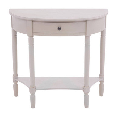 Grey Putty Natural Wooden One-Drawer Console Table with Open Lower Shelf and Carved Spindle Legs | Heritage