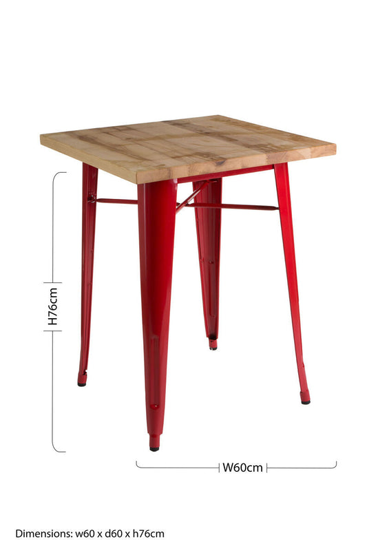 Algate Red Side Table in Powder Coated Metal and Wood