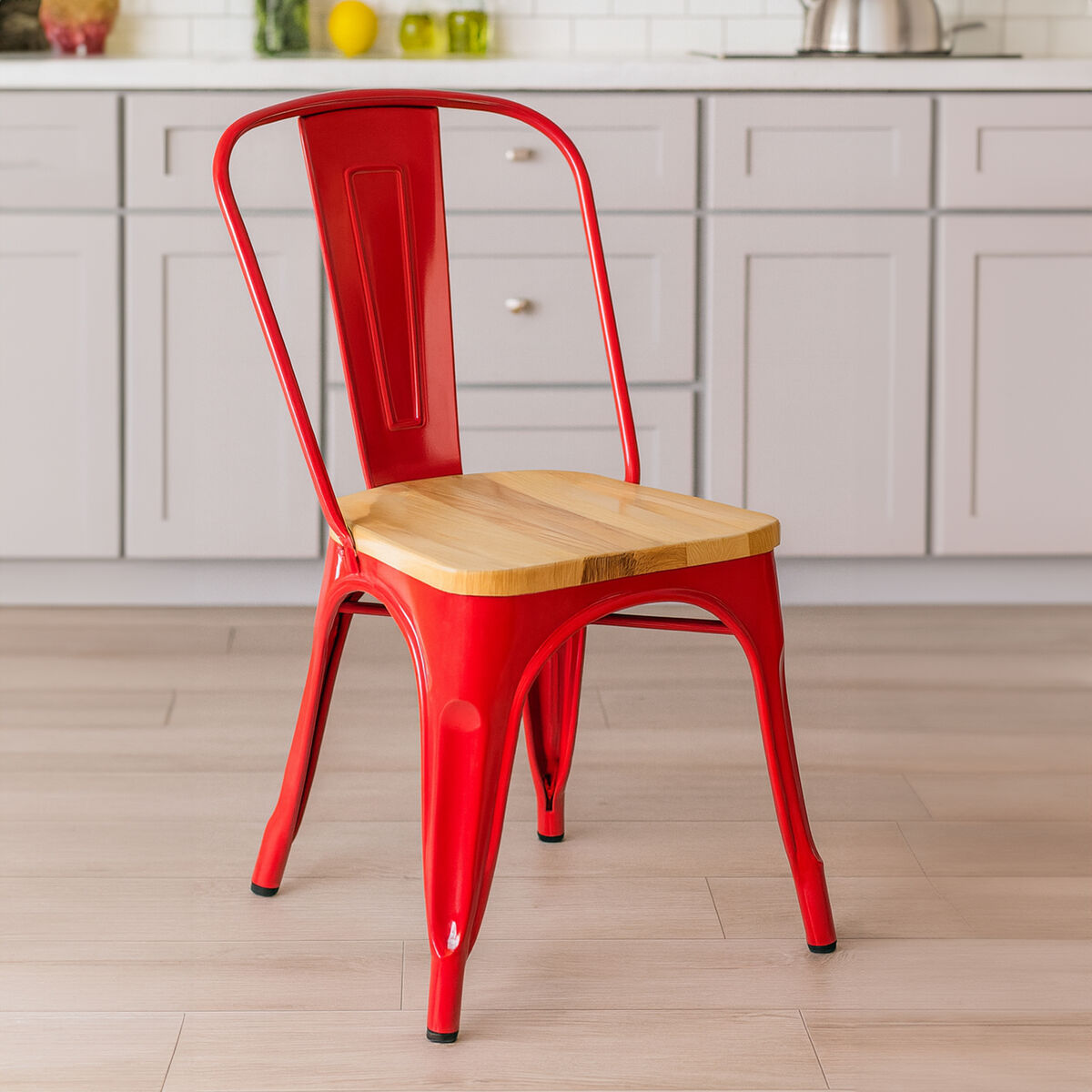 Aldgate Red Chair in Powder Coated Metal and Wood