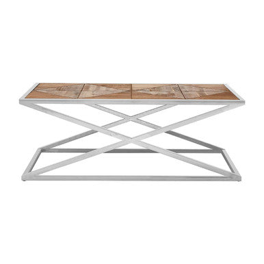 Natural Rectangular Coffee Table with Cross Frame Design | Hudson