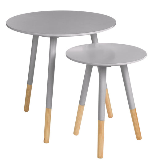 Viborg Set Of Two Grey Round Side Tables
