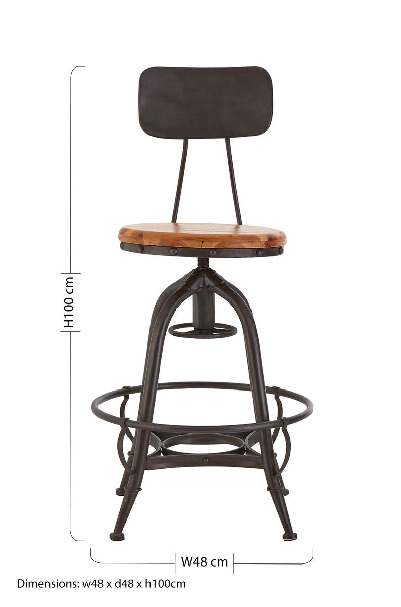 New Foundry Fir Wood And Metal Bar Chair