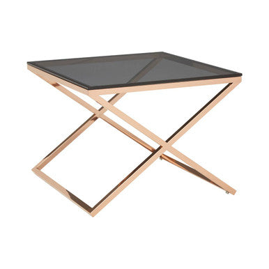 Montril Glass Top Criss Cross End Table