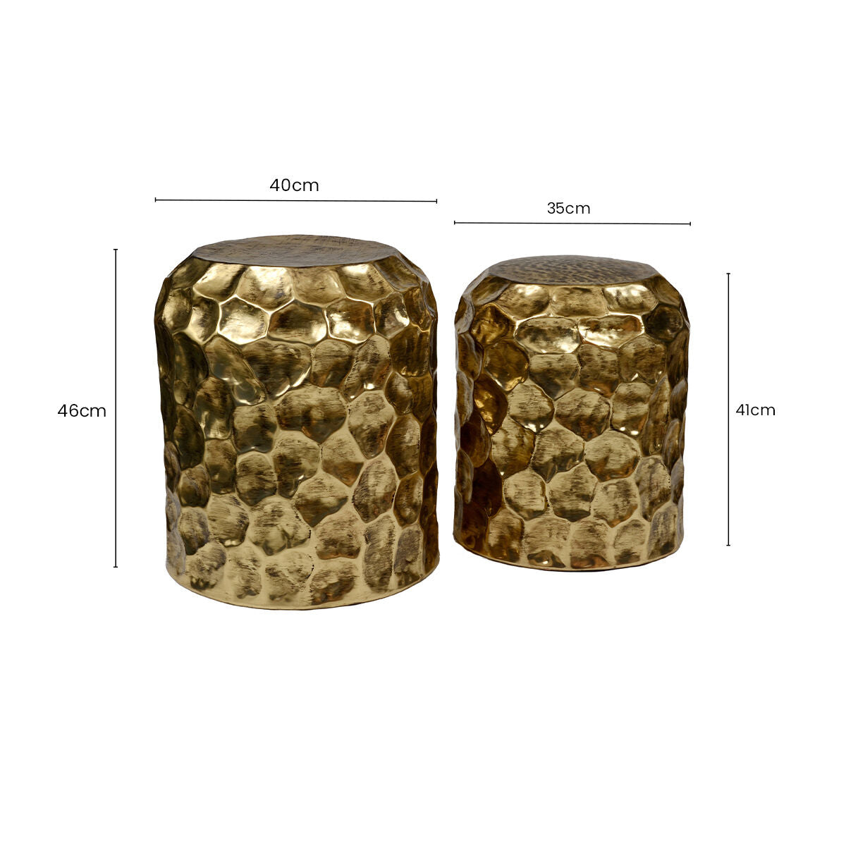 Templar Textured Antique Brass Finish Set of 2 Side Tables