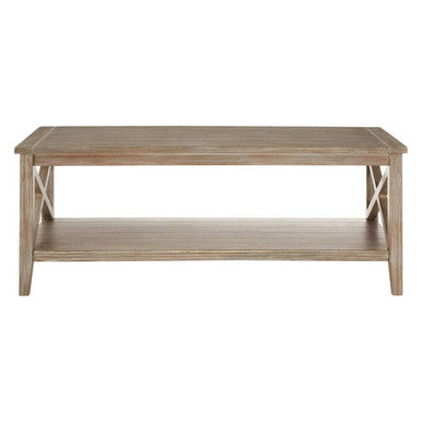 Heritage Natural Wash Wooden Coffee Table with Lower Shelf