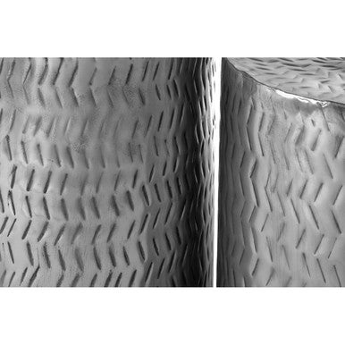 Templar Set of 2 Nickel Finish Side Tables and Stools