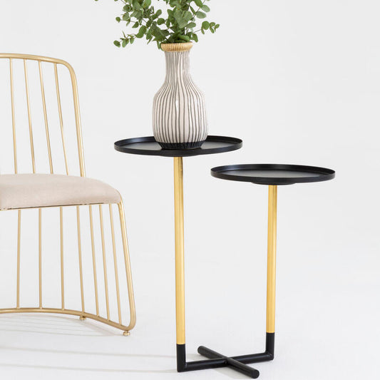 Halle Black and Gold 2 Tier Side Table