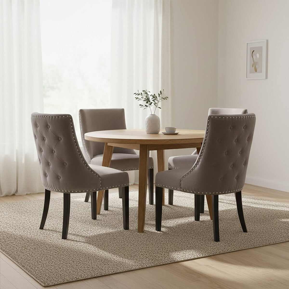 Regents Park Grey Velvet With Tufted Back Dining Chair