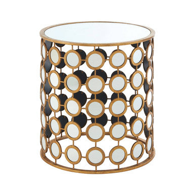 Zariah Gold Finish Mirror Side Table