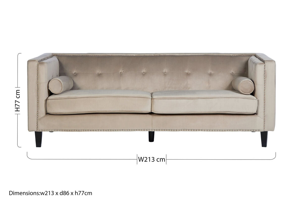 Felisa 3 Seat Mink Velvet Sofa