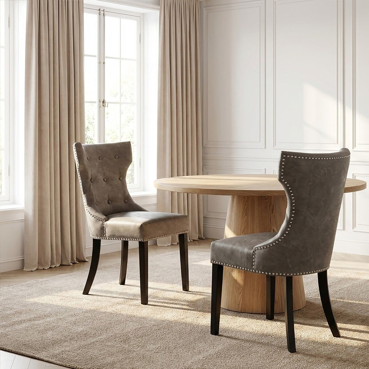 Daxton Grey Leather Effect Dining Chair