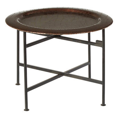 Hege Crocodile Texture Copper Finish Round Side Table