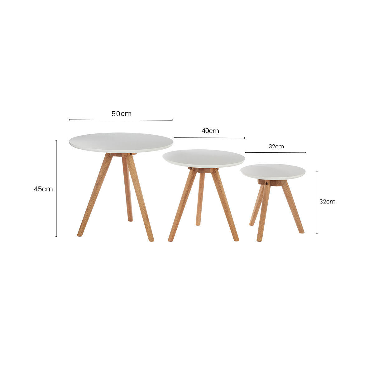 Nostra Set Of 3 Side Tables With Tapered Legs