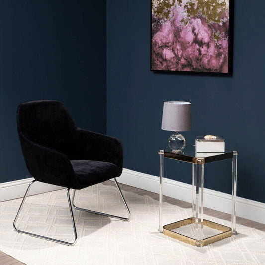 Stockholm Black Velvet Dining Chair with Chrome Legs