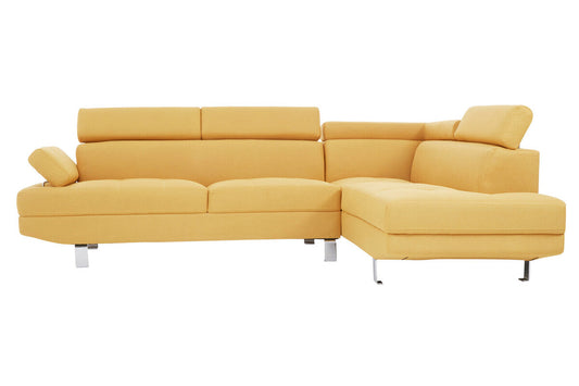 Ochre Linen Corner Sofa with Adjustable Headrests | Hanover