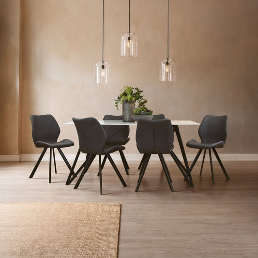 Weston Marble Effect Dining Table With 6 Chairs Set