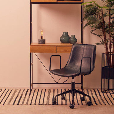 Branson Black Leather Effect Home Office Chair