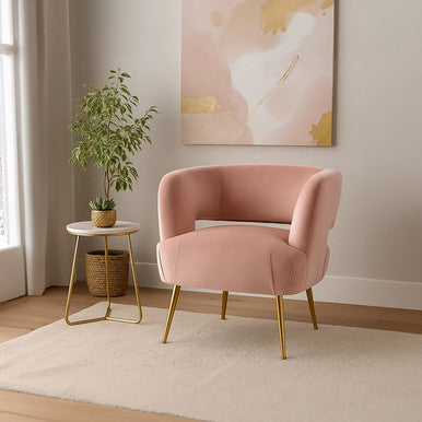 Larissa Pink Velvet Curved Accent Chair