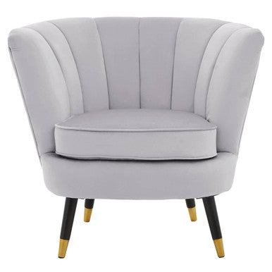Loretta Grey Velvet Accent Chair with Channel Tufting