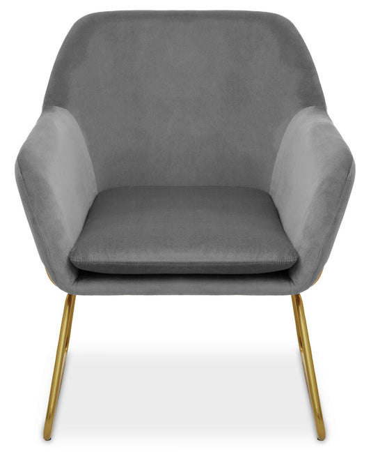 Xander Grey Velvet Accent Chair with Gold Finish Legs