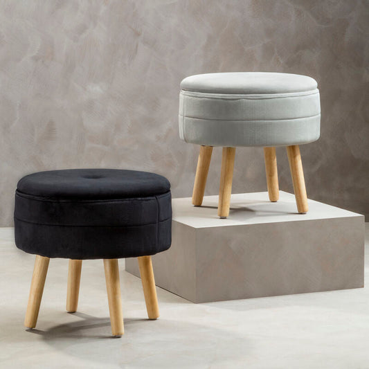 Ivy Black Velvet Stool