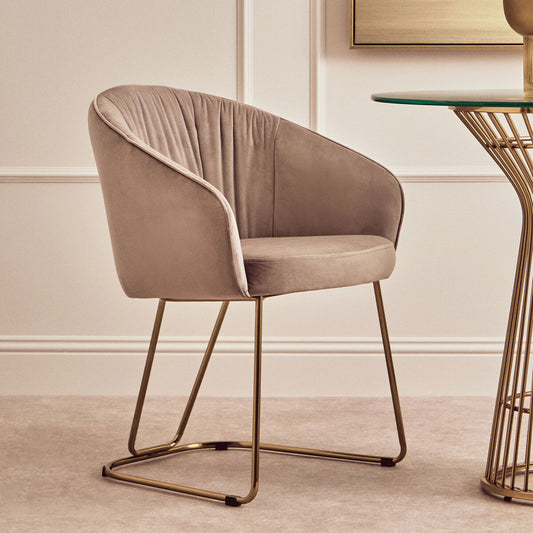 Veneto Mink Velvet Curved Dining Chair