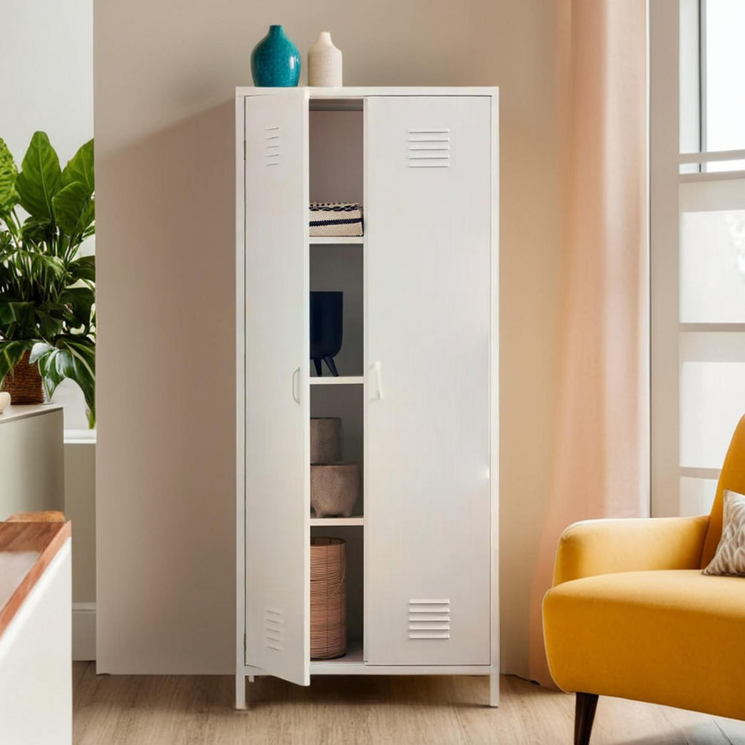 Academy White Two Door Locker Style Wardrobe