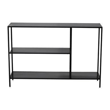 Black Metal Console Table with Rectangular Top and Two-Tier Open Shelf Storage, Acero