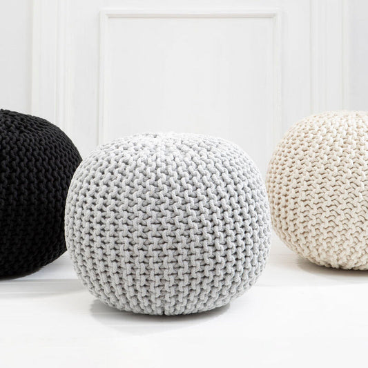 Kids Grey Knit Pouffe