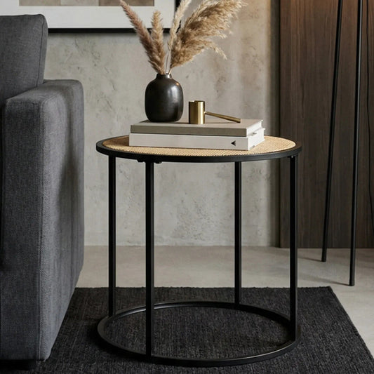 Depok Rattan And Metal Round Side Table