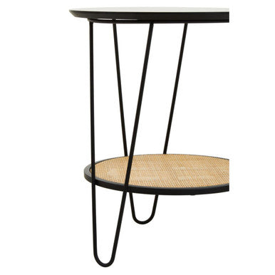 Depok Rattan And Metal Side Table With Hairpin Legs